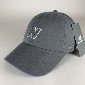 New Balance Mens Gray Relaxed Fit Strapback Adjustable Hat New